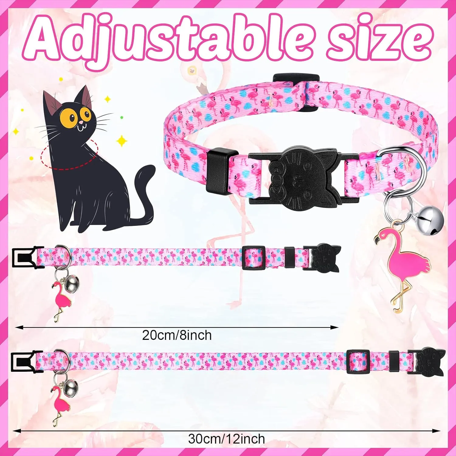 Weewooday 4 Pieces Cat Collars Breakaway with Bell and Pendants Colorful Summer Safety Collar Adjustable for Cats Cute Kitten Set Pet Supplies (Small, Style)